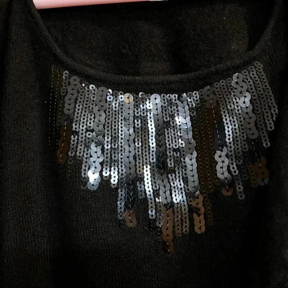 Sag Harbor Women's Size S Sweater Long Sleeves Pullover Cardigan Sequins Black - Picture 4 of 10